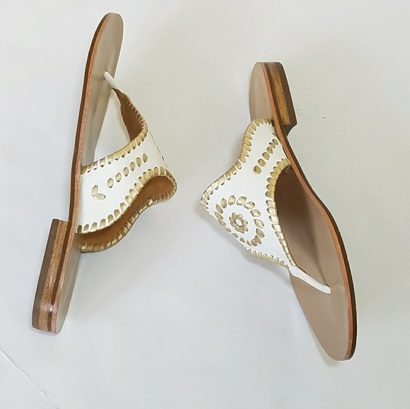 LAST ONE! Jack Rogers Blair Sandals White & Gold - Picture 4 of 8